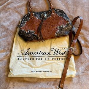 American West Brown and Black Leather Satchel